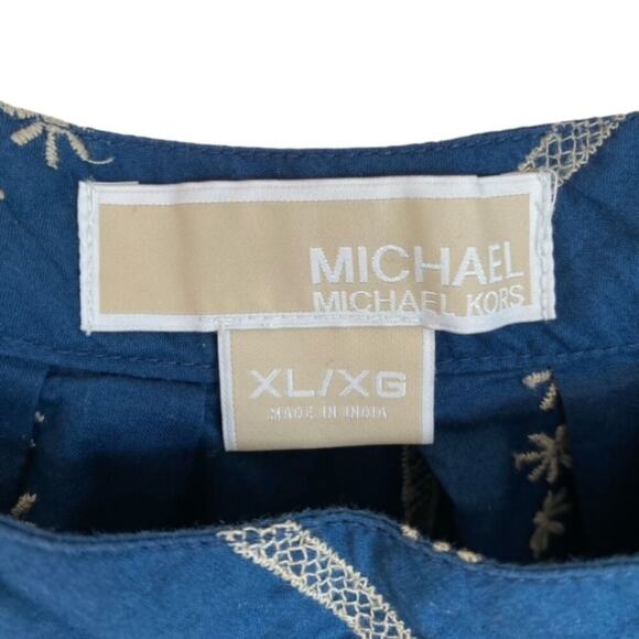 Michael Kors Blue Embroidered Halter Tank Top - Size XL - Picture 3 of 4